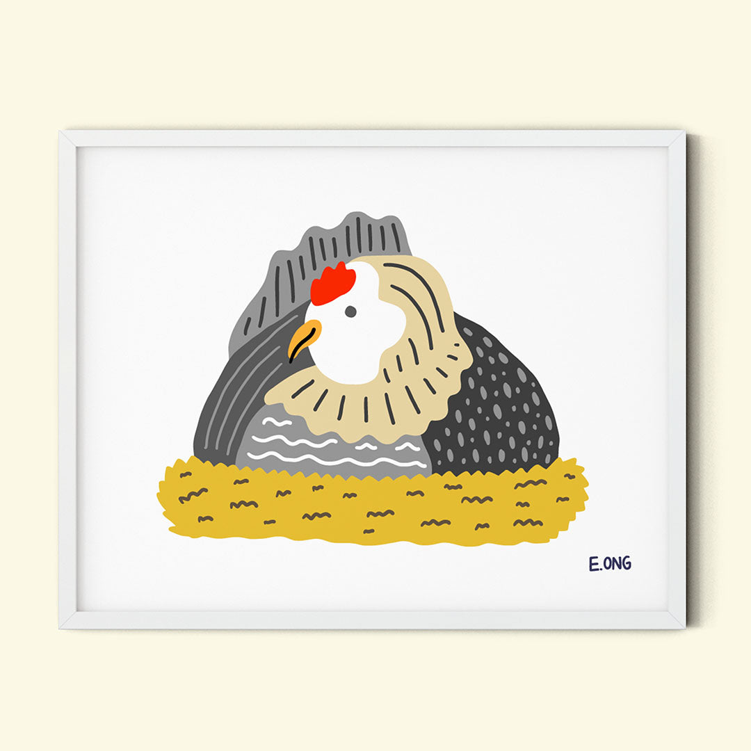 Chicken on a Nest - Fine Art Paper Print