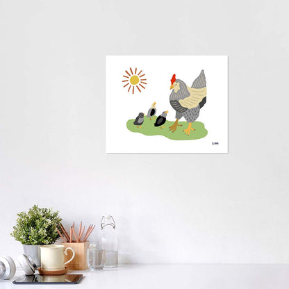 Chickens with Chicks - Fine Art Paper Print