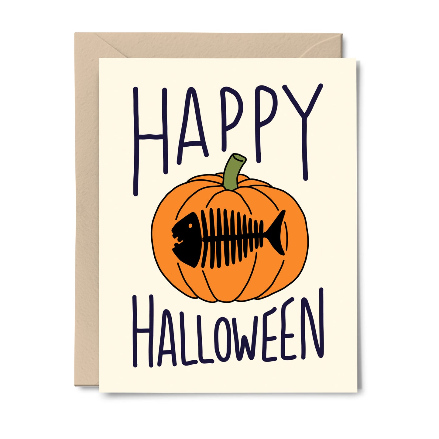 Fishbone Jack O'Lantern - Halloween Greeting Card