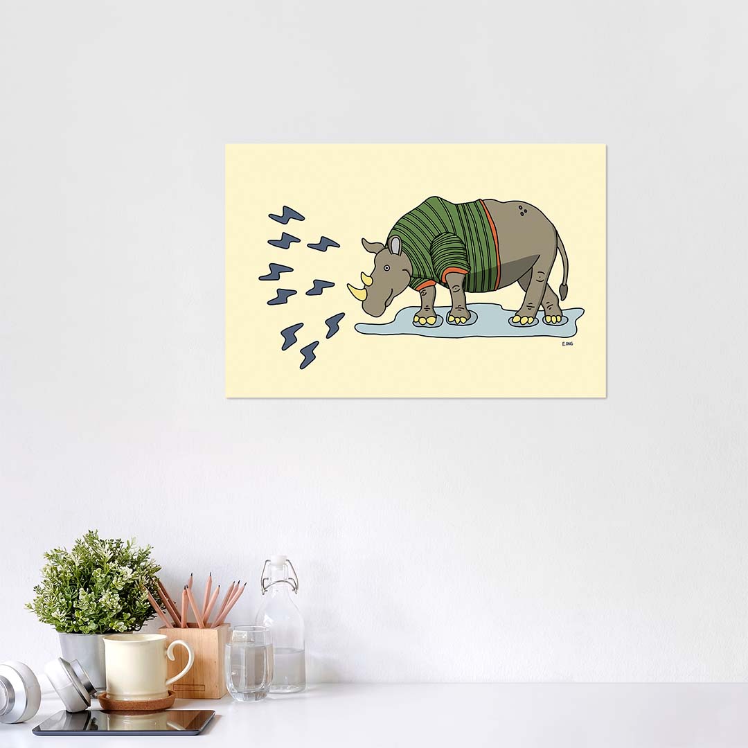 Rhino Wearing a Shirt - Fine Art Paper Print