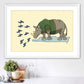 Rhino Wearing a Shirt - Fine Art Paper Print