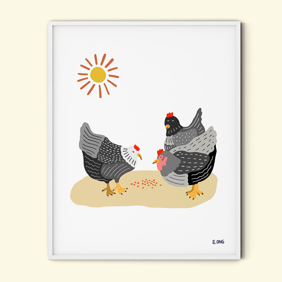 Three Chickens - Fine Art Paper Print