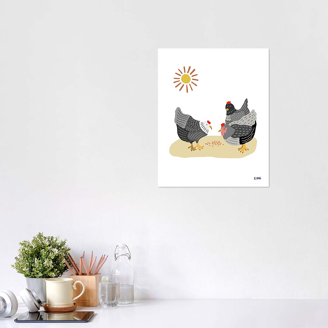 Three Chickens - Fine Art Paper Print