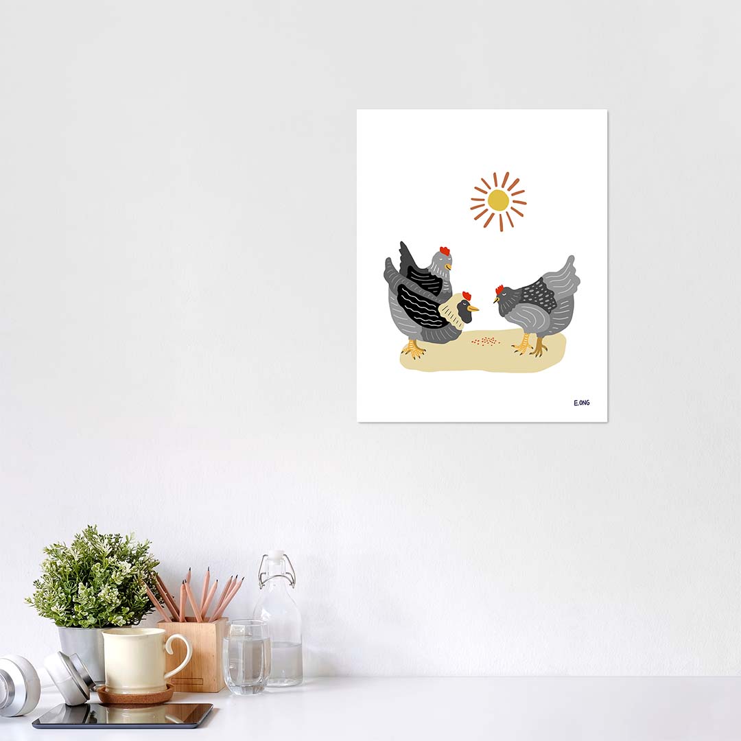 Three Chickens - Fine Art Paper Print