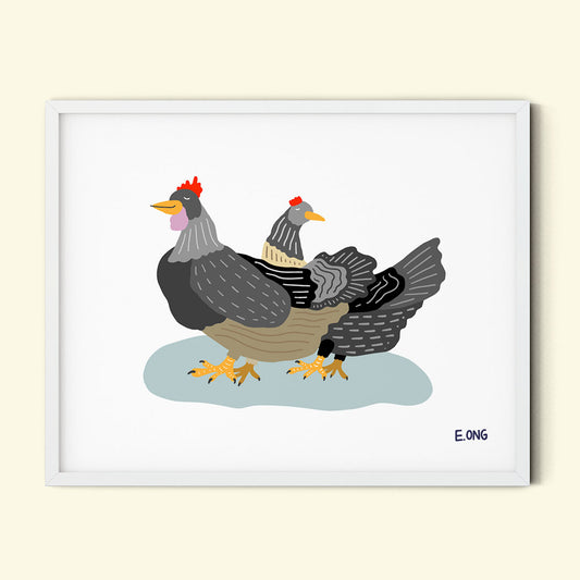 Two Chickens - Fine Art Paper Print